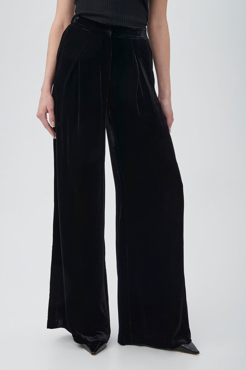 Trina Turk Saige Pant in Black Velvet – Catherine Campbell