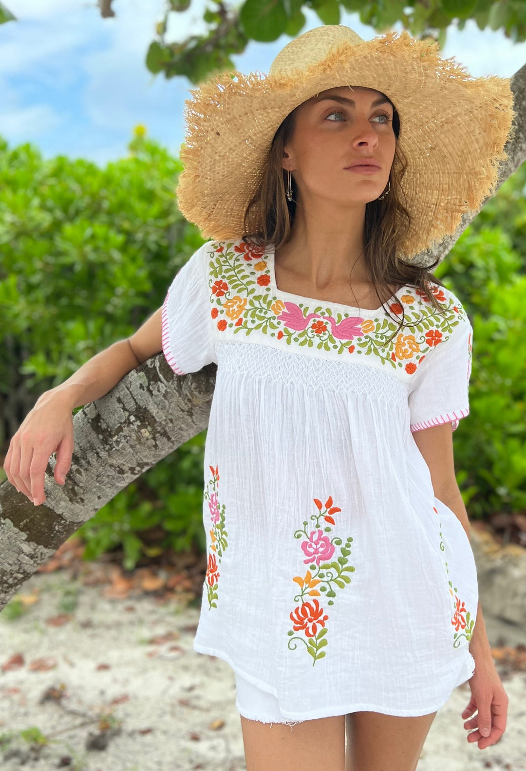 Lusia Blouse - Artisan Embroidered Cotton Top in Garden by Sigrid Olsen