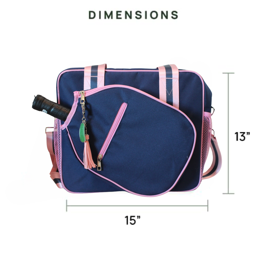 Lola Pickleball Tote Bag Navy / Pink