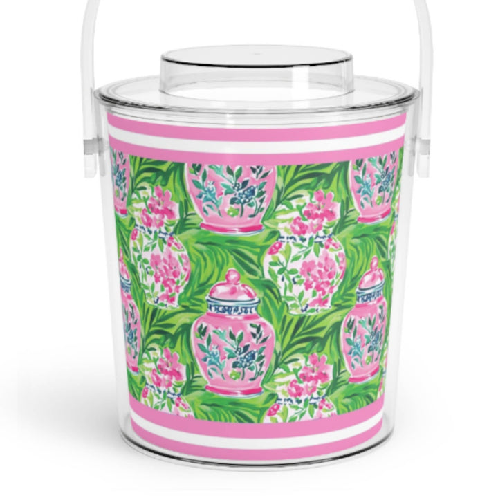 Pink and Green Ice Bucket - Garden Party Resort by Peachy Pendants