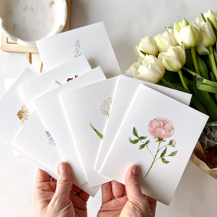 Emily Lex Assorted garden flowers notecard set