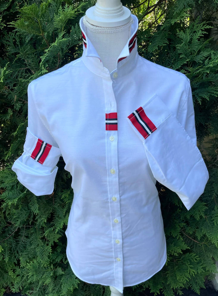 Pearly Vine Casie White Oxford with Striped Ribbon