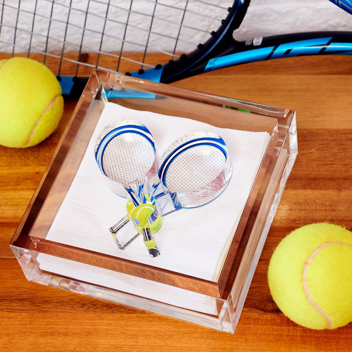 Cocktail Napkin Holder with Tennis Racquets