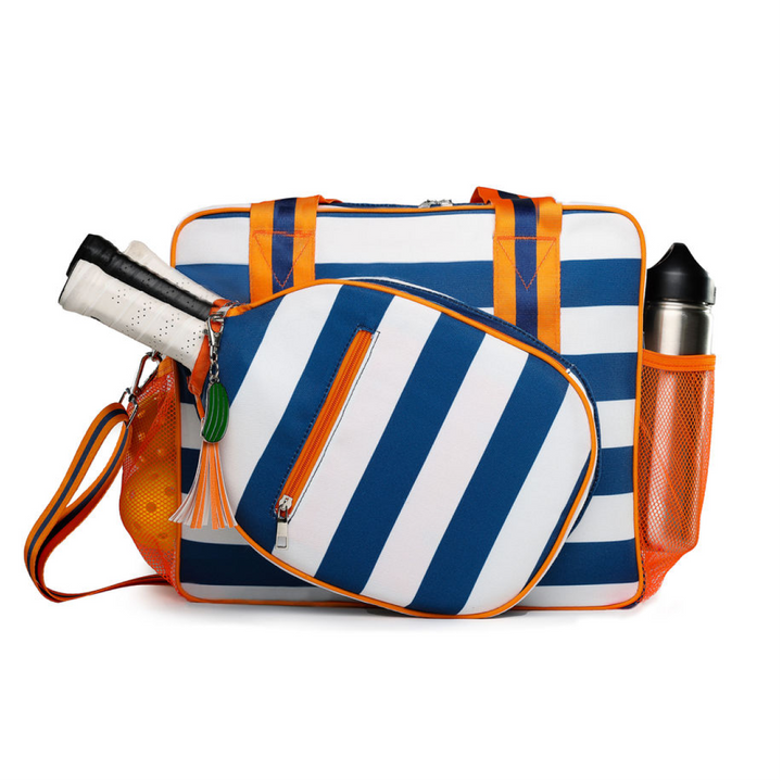 Lola Pickleball Tote Bag Navy Stripe