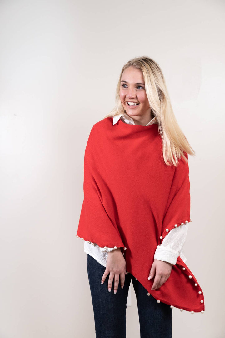 Liza Byrd The Peyton Pearl Poncho in Red