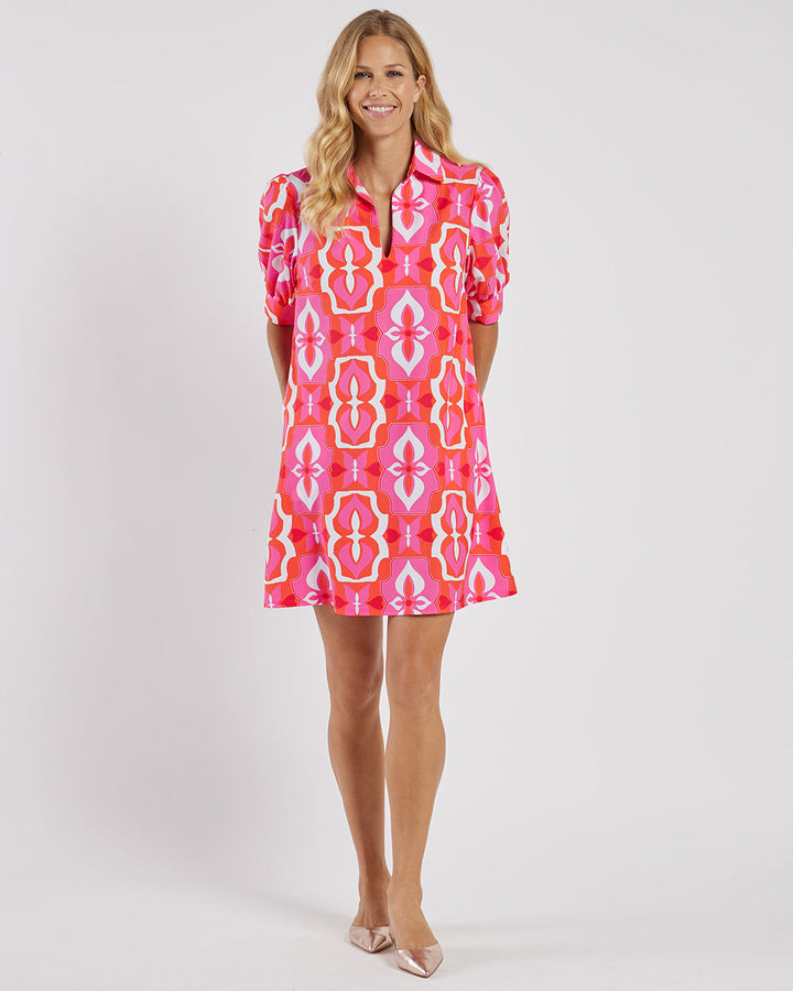 Emerson Dress in Jude Cloth Butterfly Tile Sorbet by Jude Connally