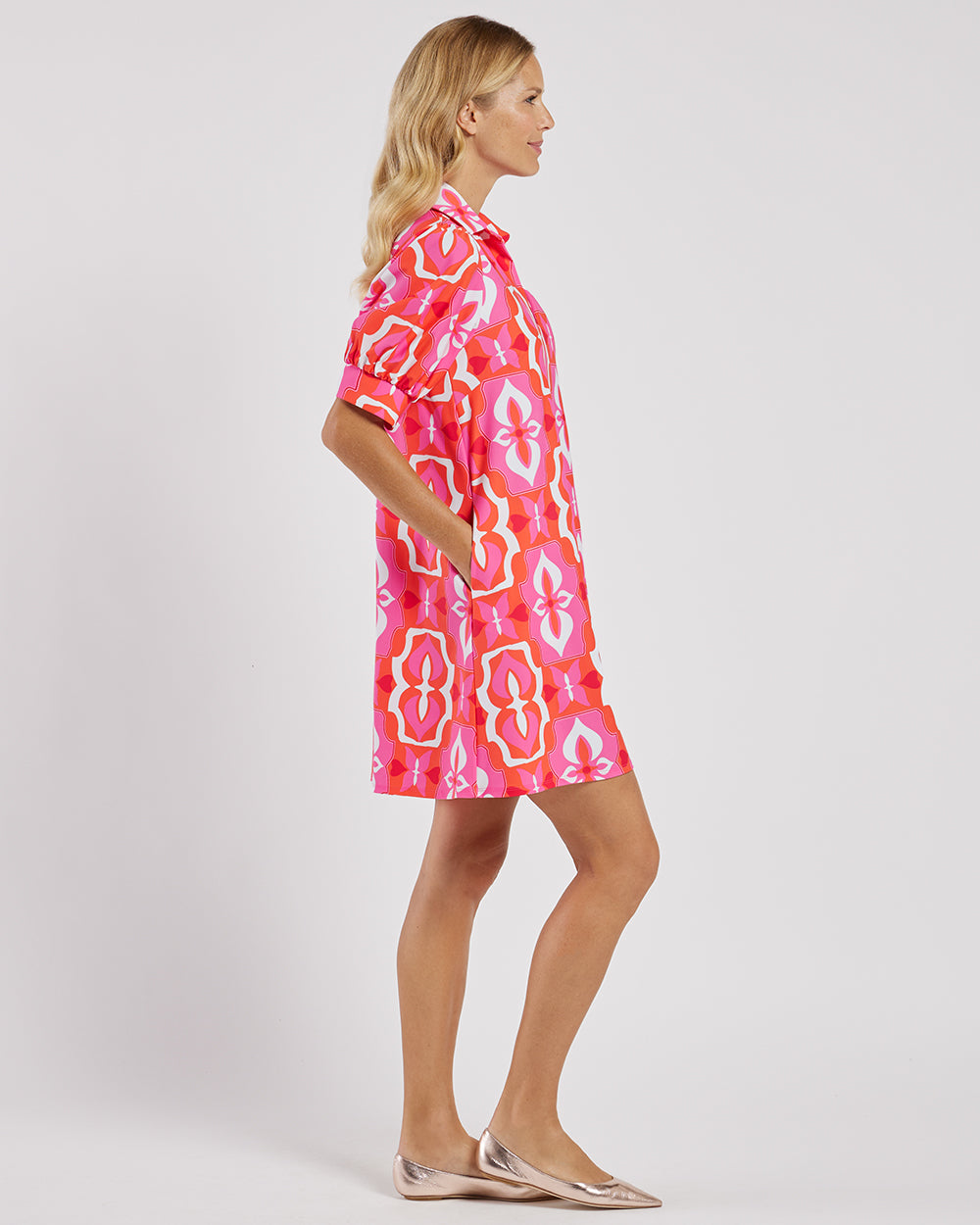 Emerson Dress in Jude Cloth Butterfly Tile Sorbet by Jude Connally