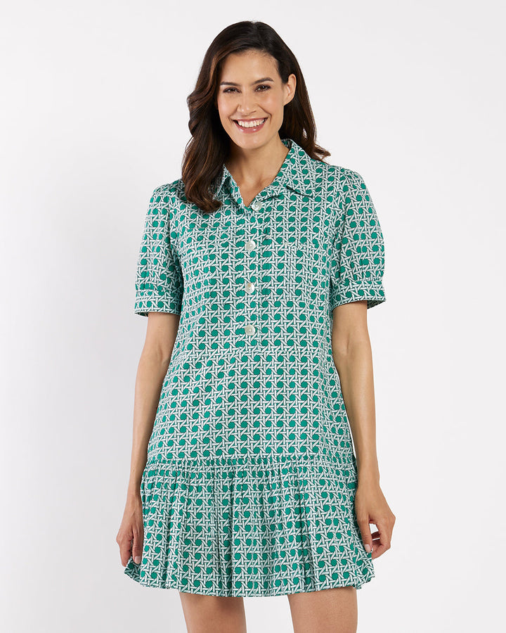 Harriet Dress in Cotton Voile in Petite Rattan Jade by Jude Connally