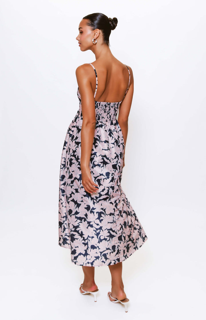 Brixton Dress in Navy Outline Floral by Hutch
