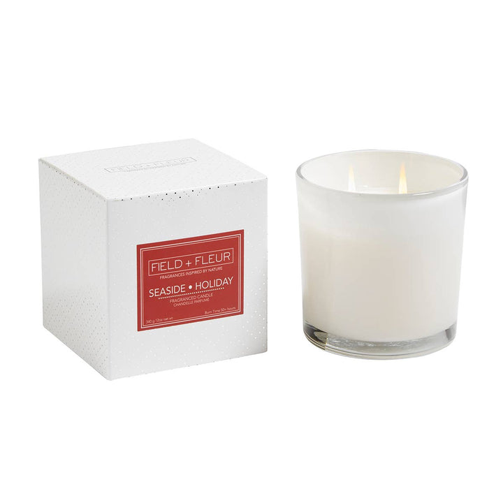 Seaside Holiday 2 Wick Candle In White Glass 12oz. Ctn.6