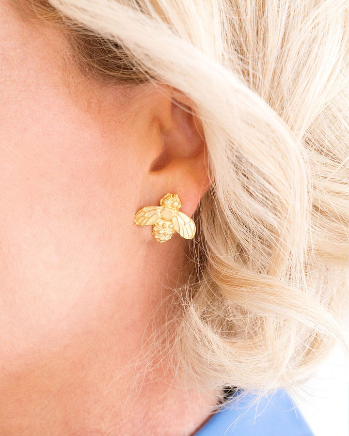 Susan Shaw Gold Bee Stud Earrings