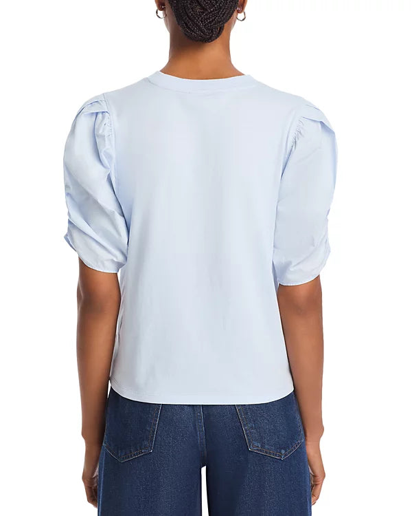 Pleated Puff Sleeve Tee in Light Chambray by FRAME