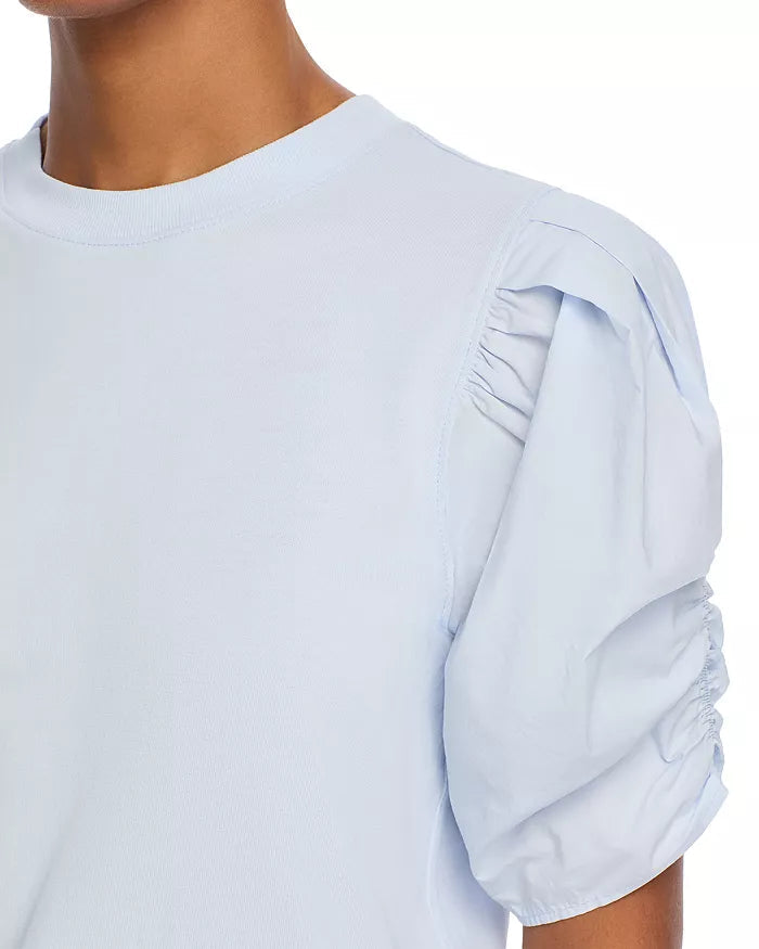 Pleated Puff Sleeve Tee in Light Chambray by FRAME