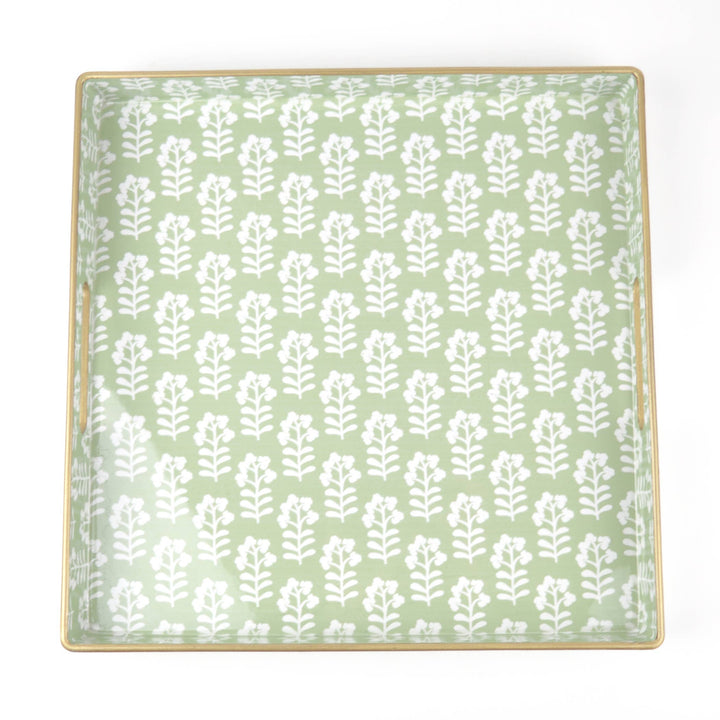 8 Oak Lane Sage Floral Square Tray