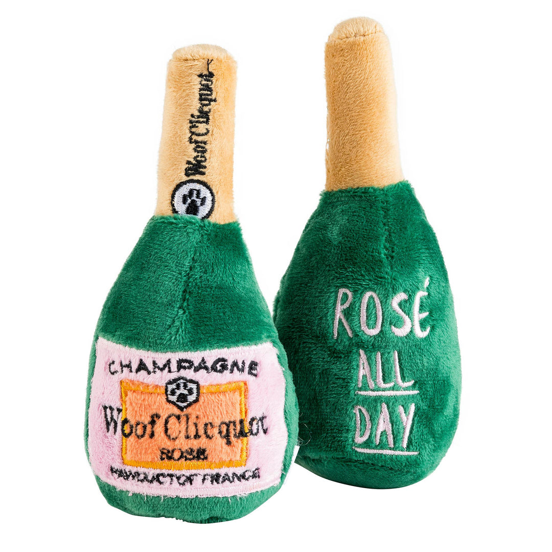 Haute Diggity Dog Woof Clicquot Rose' Champagne Bottle Squeaker Dog Toy: Large