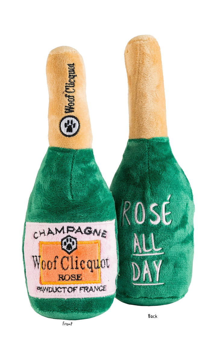 Haute Diggity Dog Woof Clicquot Rose' Champagne Bottle Squeaker Dog Toy: Large