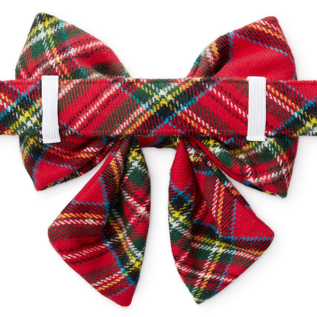 Tartan Plaid Flannel Christmas Lady Dog Bow: Small