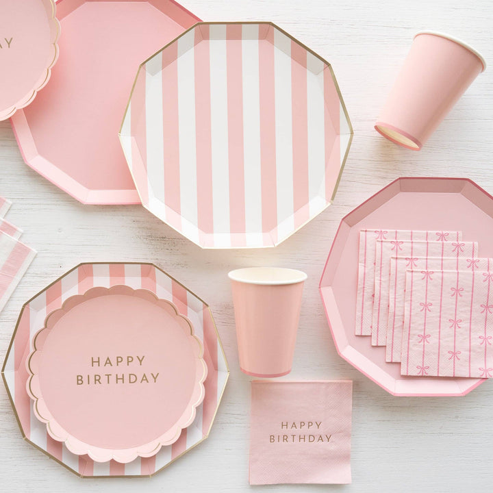 Bonjour Fete Petal Pink Signature Cabana Stripe Plates