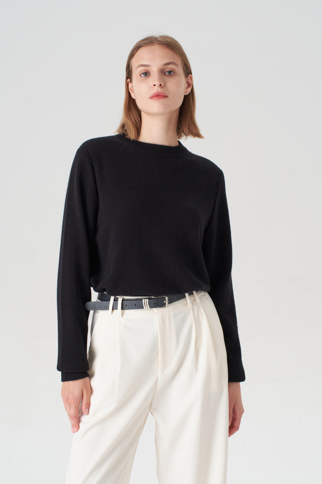 Pissenlit Crewneck Cashmere Sweater in Black