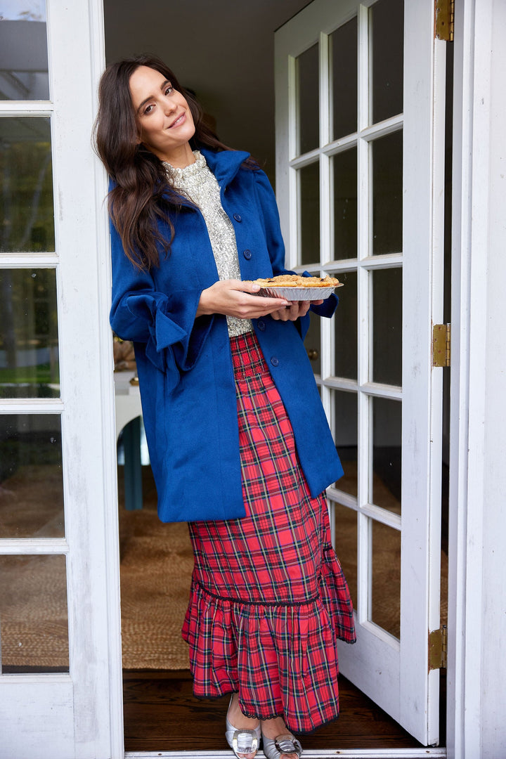 Sail to Sable Red Tartan Smocked Waist Skirt