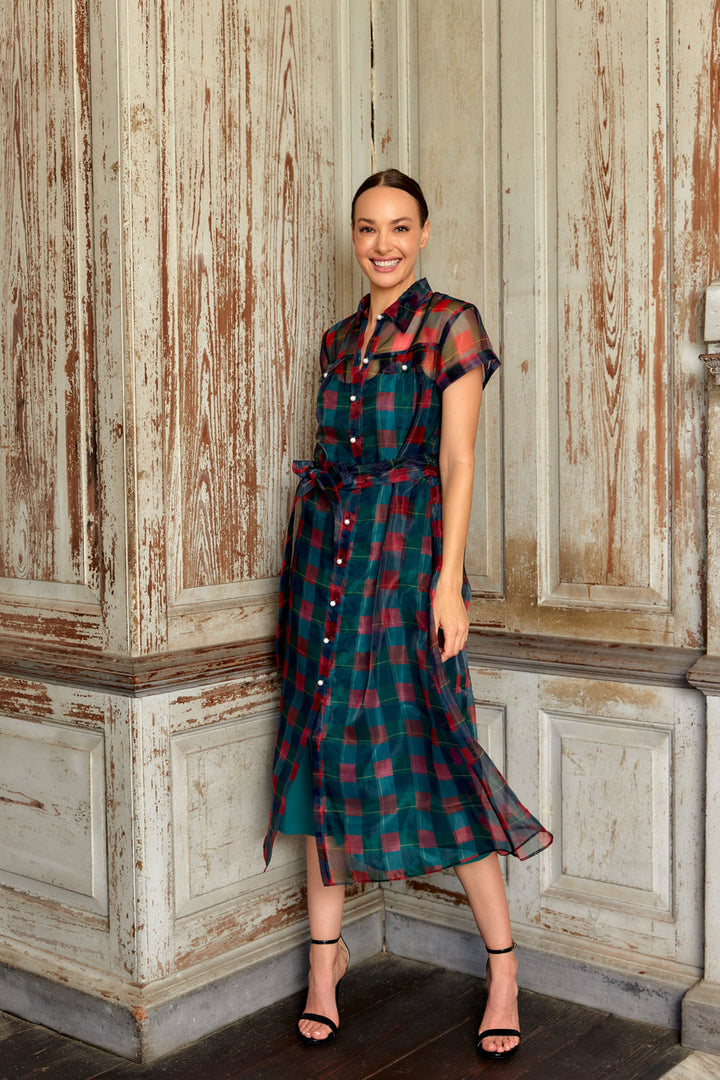 Rachel Dress in Holiday Plaid by Alden Adair