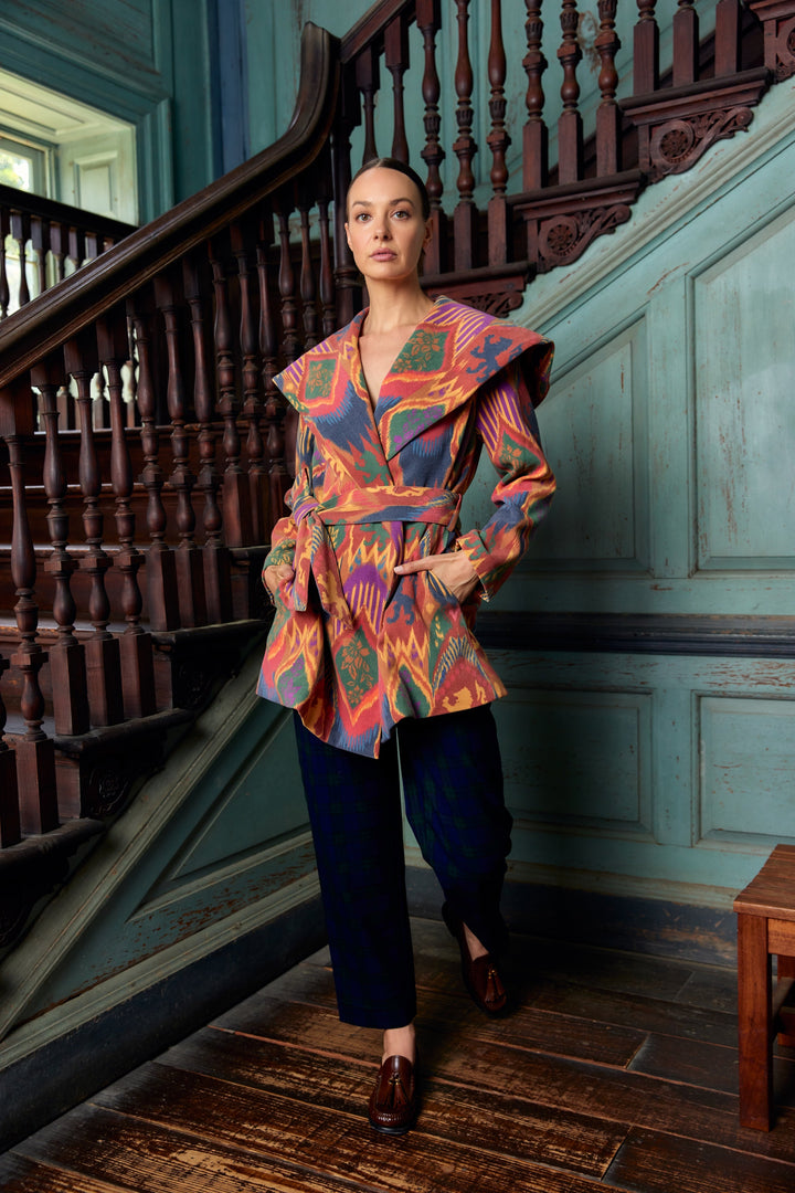 Beth Coat in Royal Ikat by Alden Adair