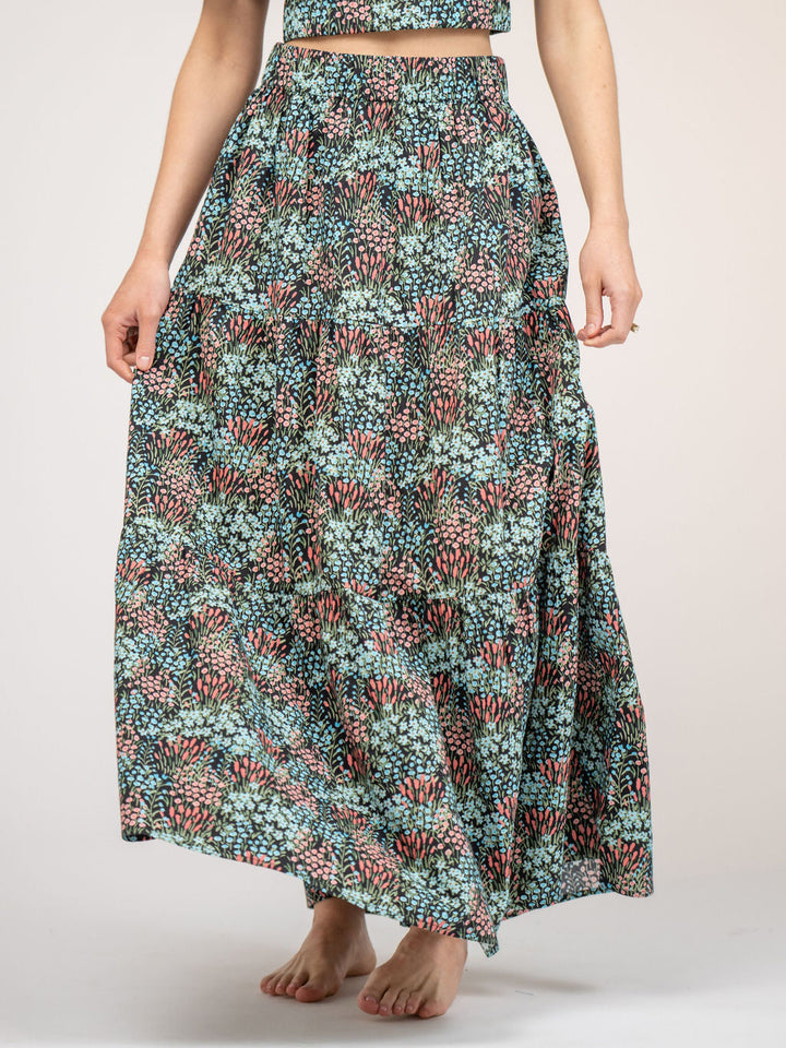 Abby Skirt in Tiny Garden - Black by Beau & Ro