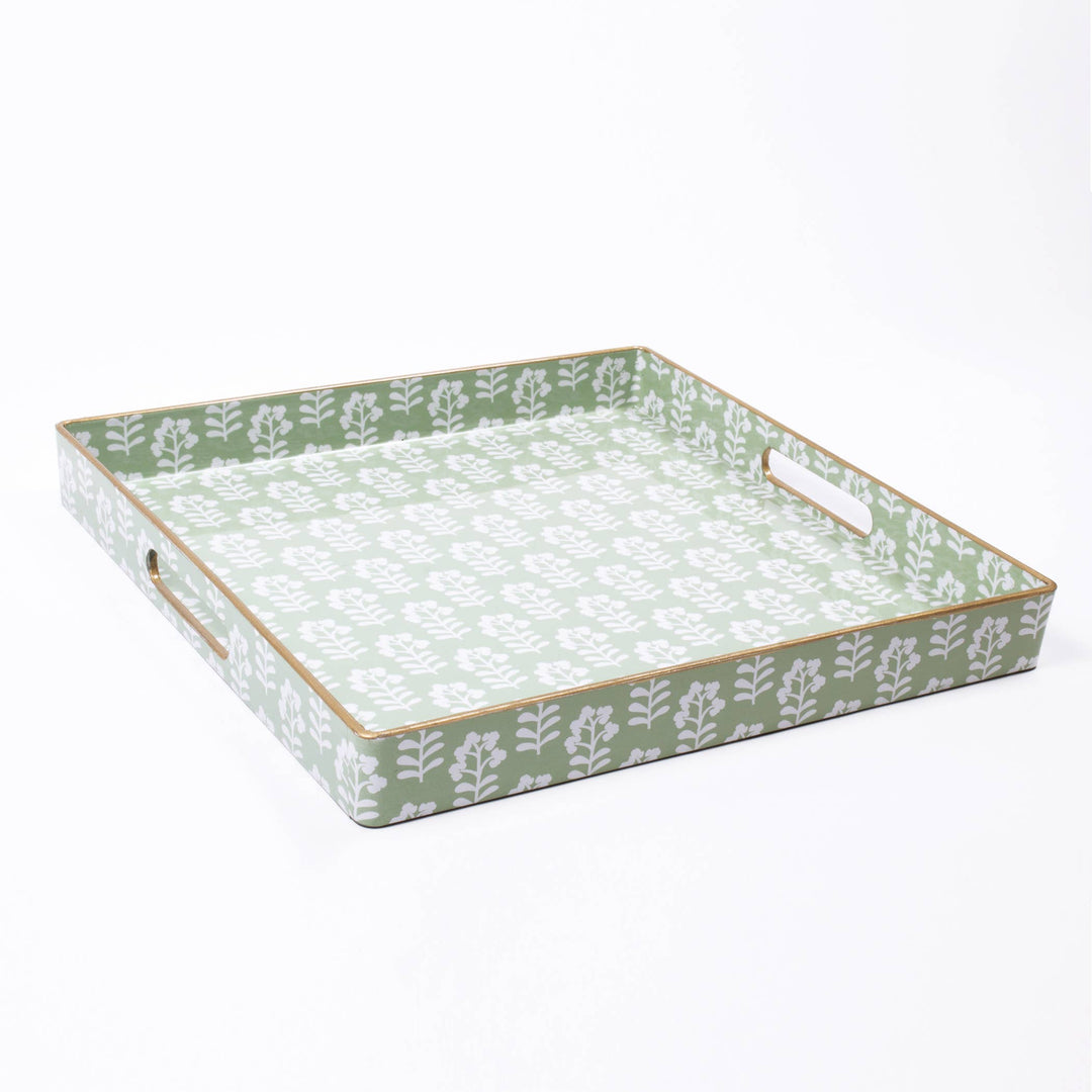 8 Oak Lane Sage Floral Square Tray