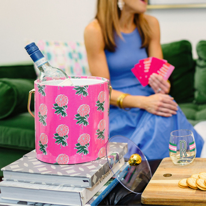 Clairebella Block Print Ice Bucket: Kyra Pink