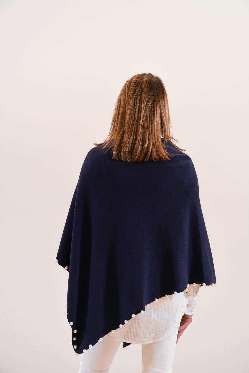 Liza Byrd The Peyton Pearl Poncho in Navy