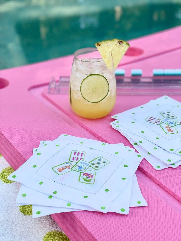 Mahjong  Linen Cocktail Napkins