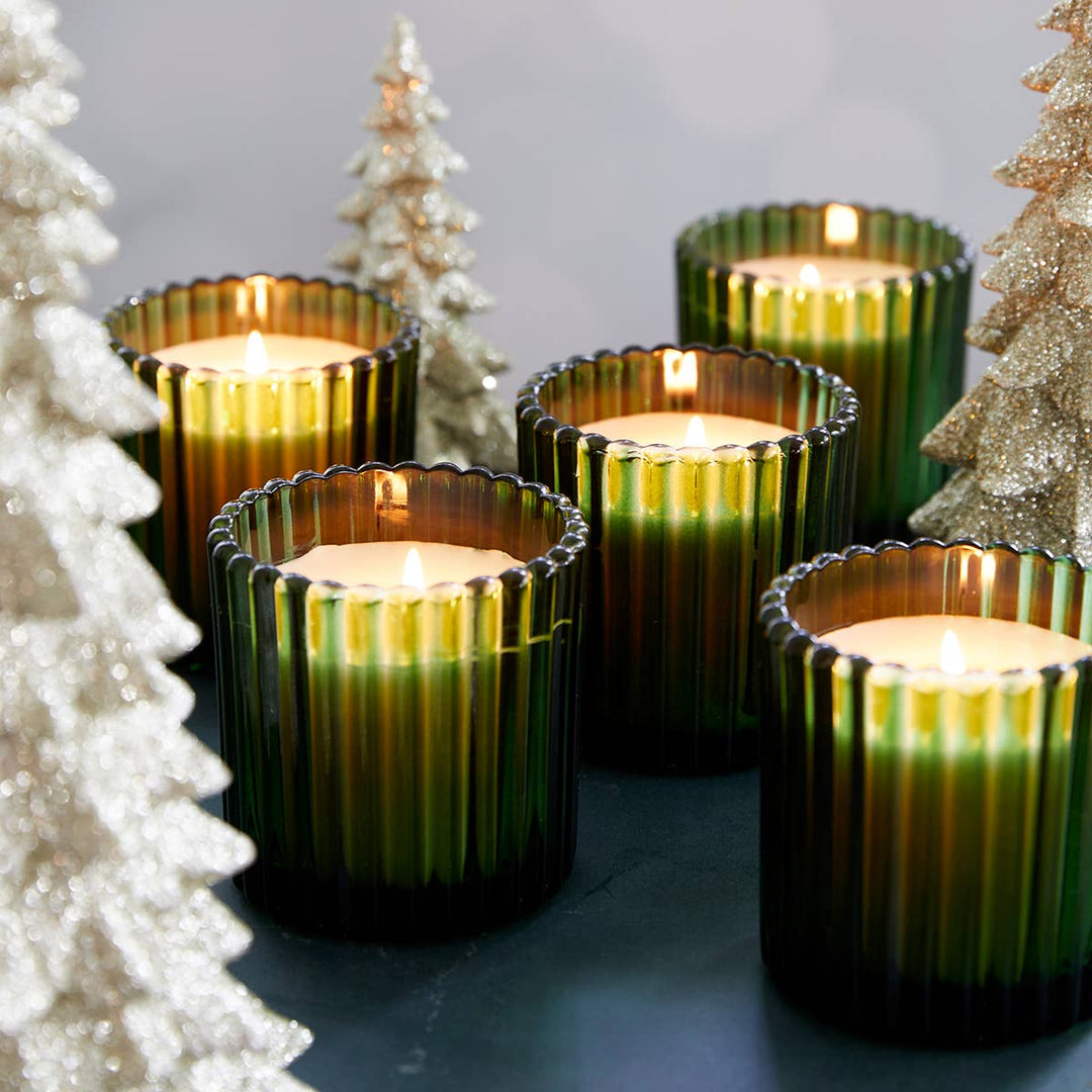 Balsam Fir & Cedar Candle In Green Glass 7oz  Ctn. 6