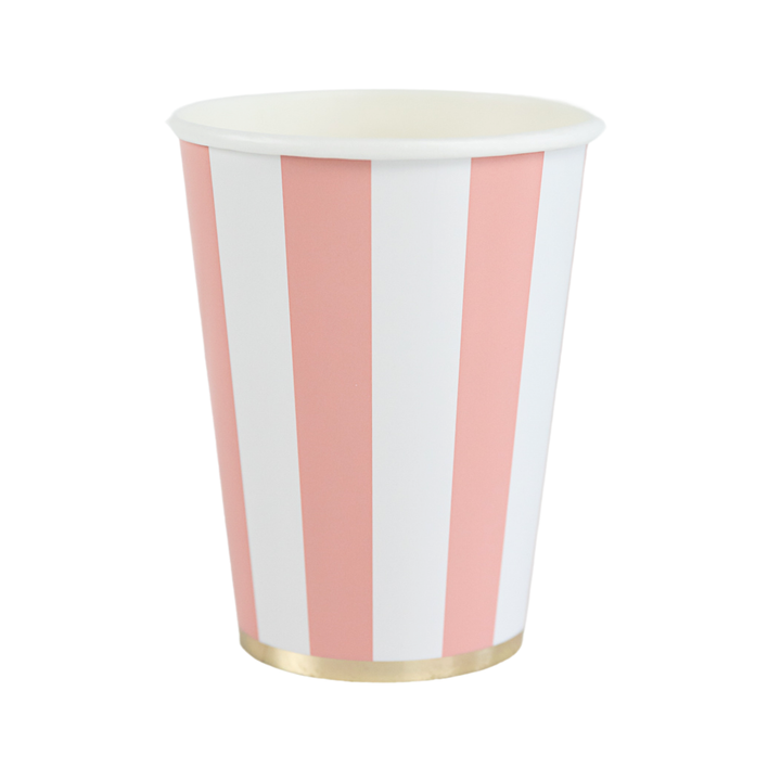 Bonjour Fete Petal Pink Cabana Stripe Cups