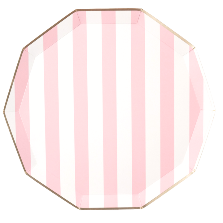 Bonjour Fete Petal Pink Signature Cabana Stripe Plates