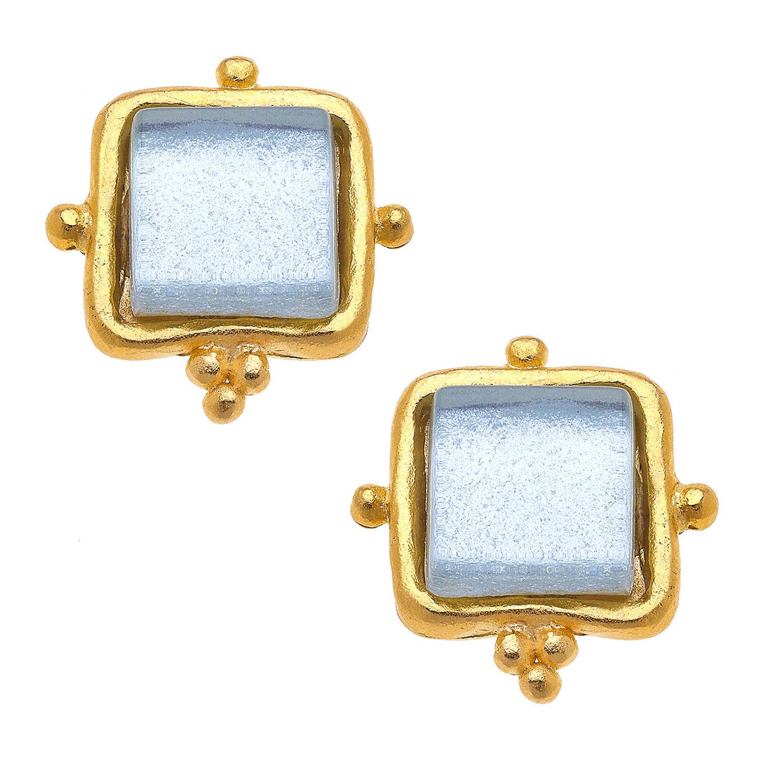 Susan Shaw Madeline White French Glass Studs