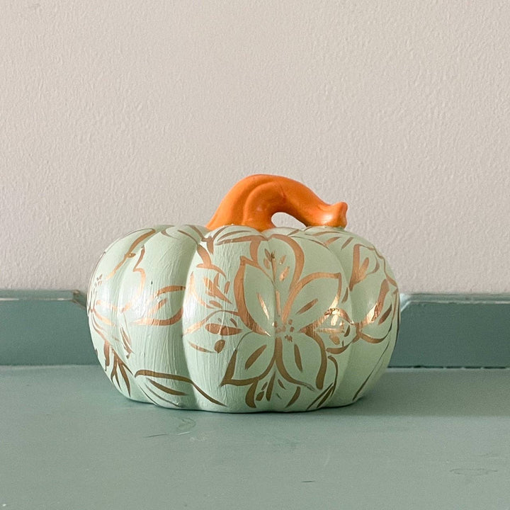 Mint and Gold Small Pumpkin