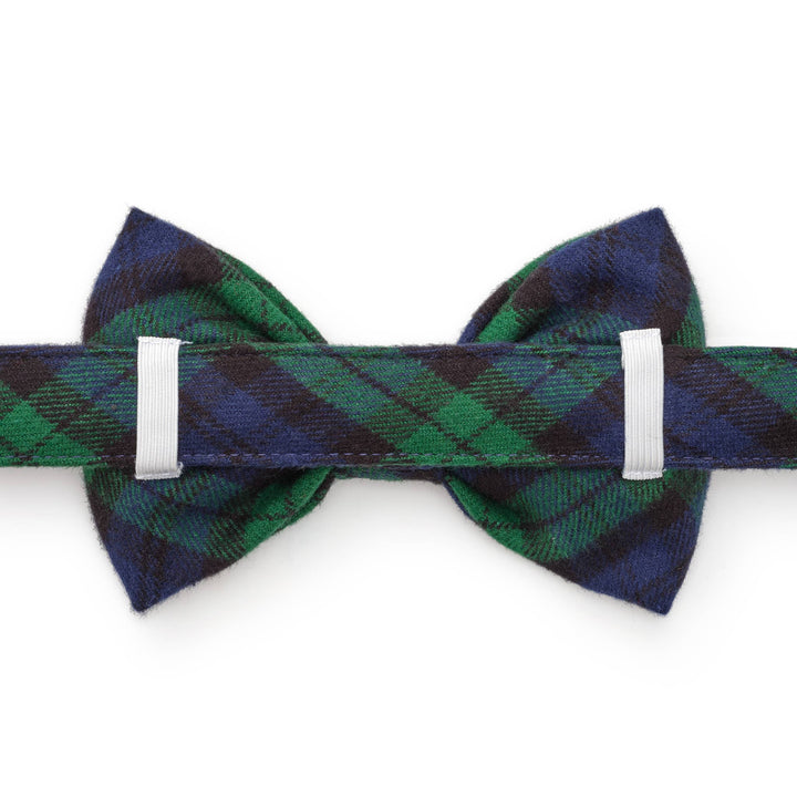 Black Watch Plaid Flannel Holiday Dog Bow Tie: Standard