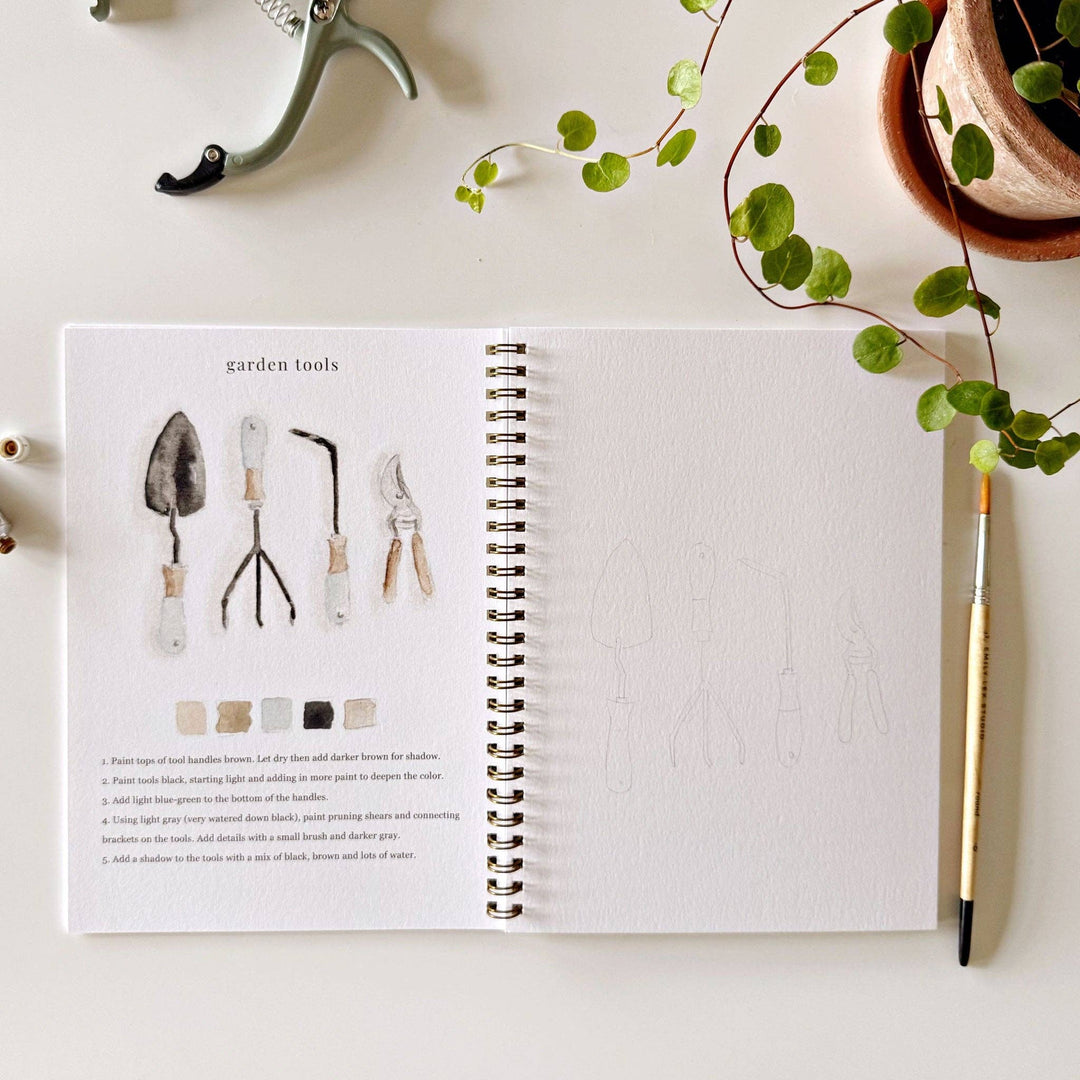 Garden watercolor workbook by Emily Lex