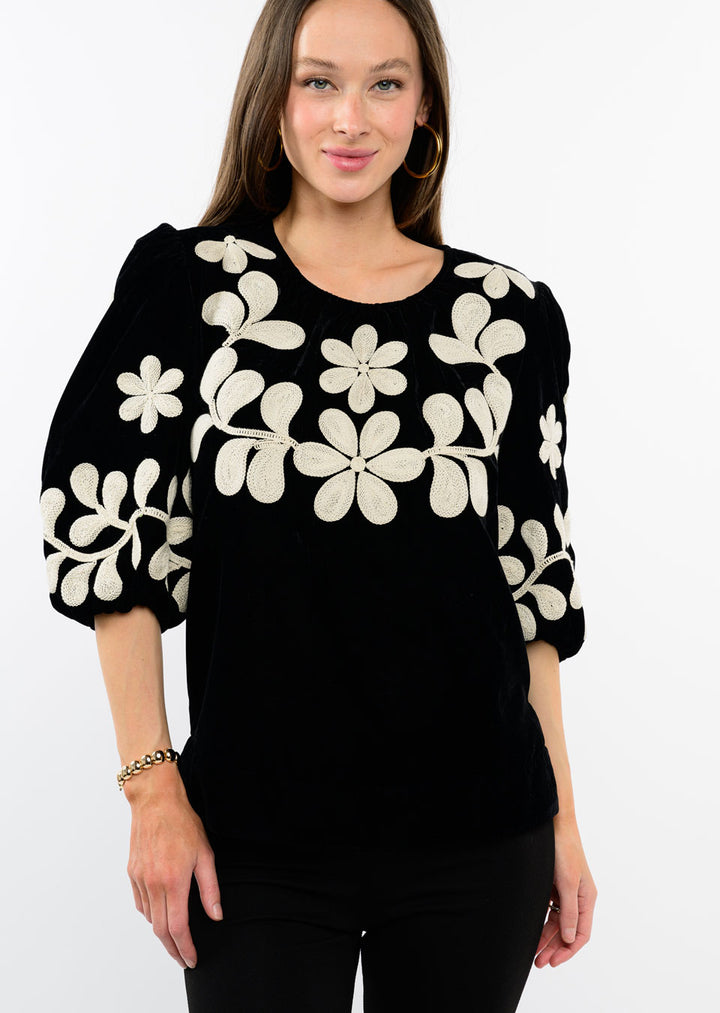 Ivy Jane Velvet Embroidered Top