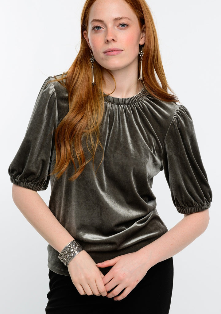 Ivy Jane Velvet Rouched Neck Top