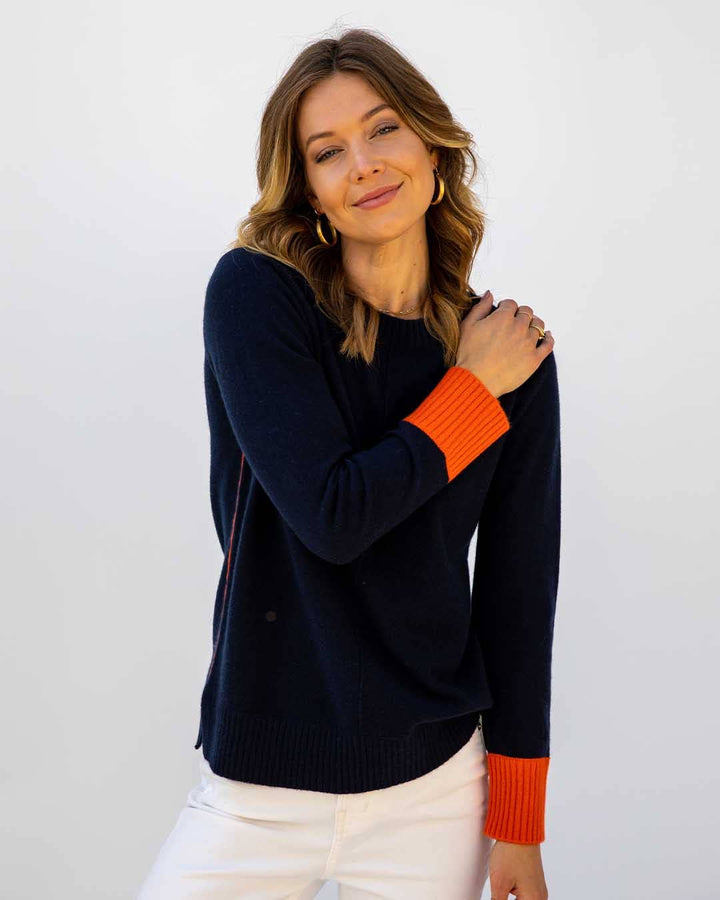 Pura Cashmere Cashmere Contrast Crew