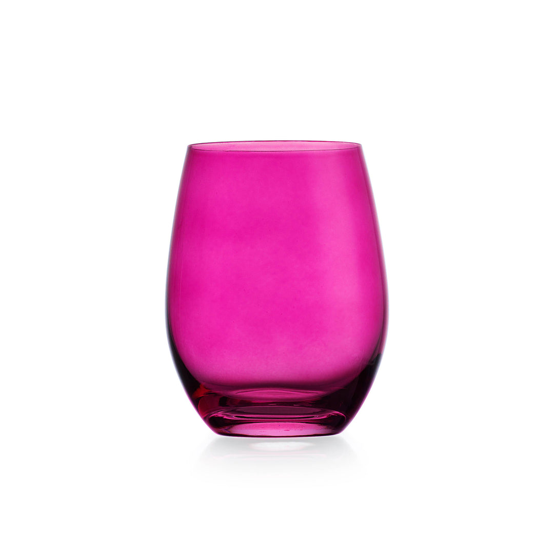 Godinger Set of Four Veneto Stemless Wine Glasses: Magenta