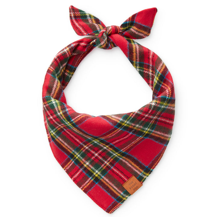 Foggy Dog Tartan Plaid Flannel Holiday Dog Bandana: Large