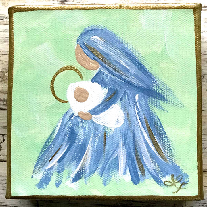 Lemondaisy Design Mary and Baby Jesus Painting: 5"x5"