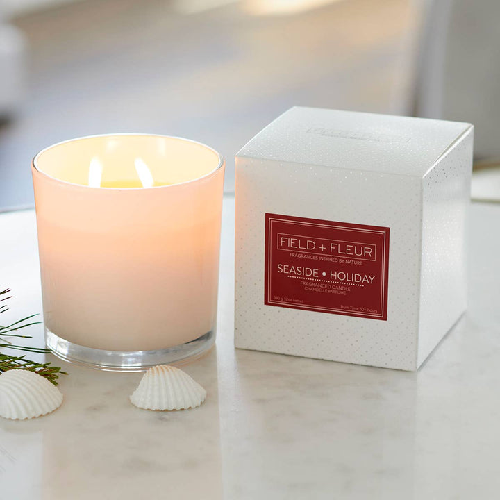 Seaside Holiday 2 Wick Candle In White Glass 12oz. Ctn.6