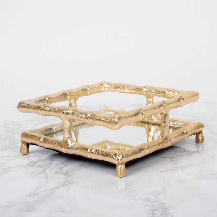 8 Oak Lane Gold Bamboo Cocktail Napkin Tray