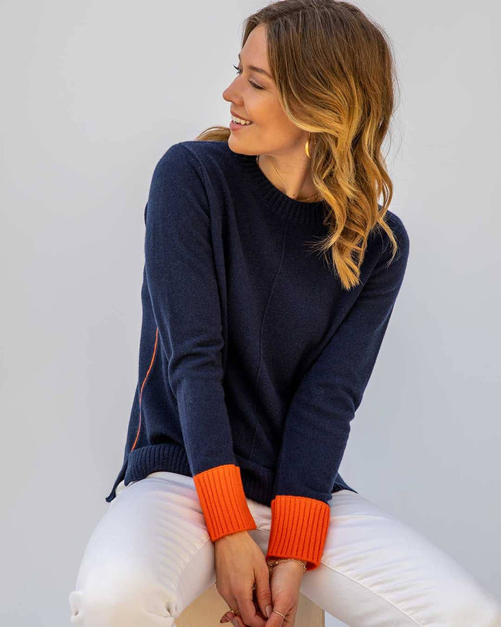 Pura Cashmere Cashmere Contrast Crew