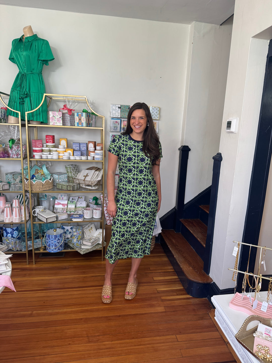 Alexandra Dress in Bamboo Rattan Navy
