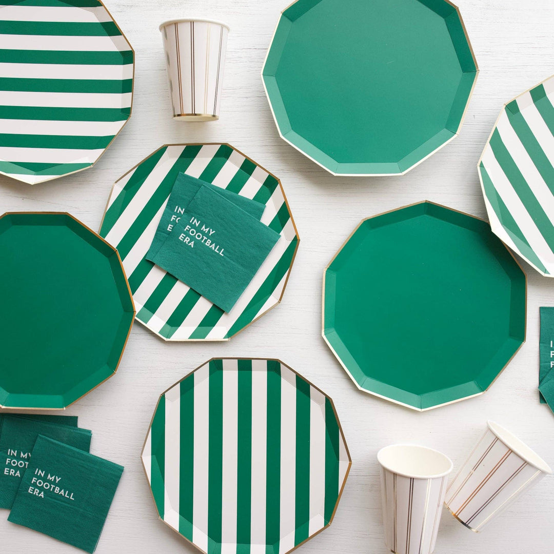 Bonjour Fete Emerald Green Cabana Striped Plates