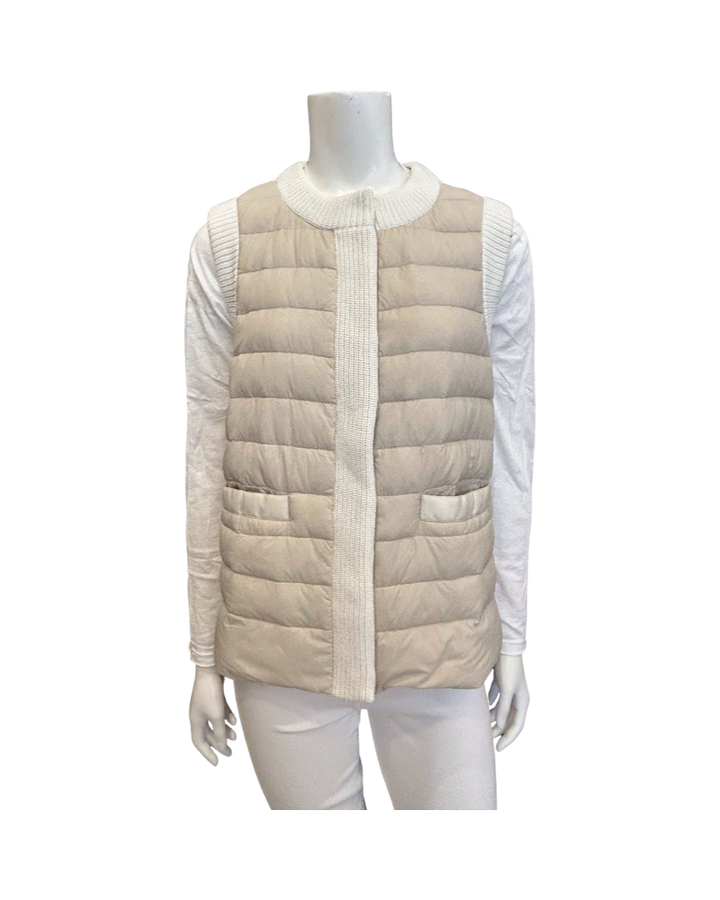 Cortland Vest in Beige/White Cotton